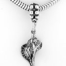 STERLING SILVER DANGLING 3D CONCH SHELL EUROPEAN BEAD