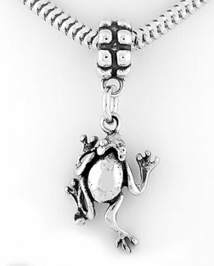 STERLING SILVER DANGLING FROG EUROPEAN BEAD