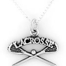 STERLING SILVER LACROSSE STICKS CHARM WITH NECKLACE