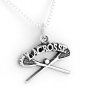 STERLING SILVER LACROSSE STICKS CHARM WITH NECKLACE