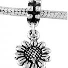 STERLING SILVER DANGLE SUNFLOWER EUROPEAN BEAD