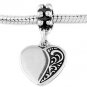 SILVER DANGLE FILIGREE ELEGANT HEART EUROPEAN BEAD