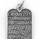 STERLING SILVER EXODUS 20:8 TEN COMMANDMENT #4 CHARM/PENDANT