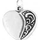 STERLING SILVER ELEGANT FILIGREE HEART CHARM/PENDANT