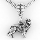 STERLING SILVER 3D COLLIE DOG DANGLING EUROPEAN BEAD