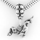 STERLING SILVER 3D DACHSHUND WEENIE DANGLING BEAD