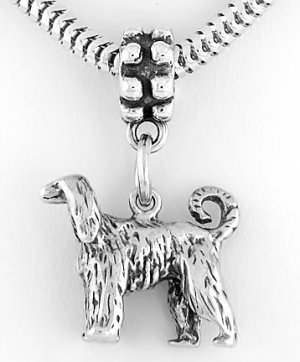 STERLING SILVER AFGHAN HOUND DOG EUROPEAN BEAD