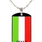 ITALIAN ITALY FLAG POLYMER GLAZED COATED COLOR DOG TAG