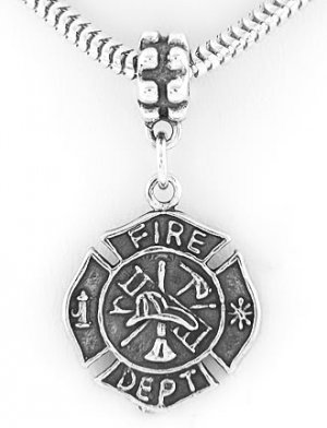 STERLING SILVER FIRE DEPARTMENT MALTESE CROSS EUROPEAN BEAD