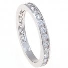 STERLING SILVER CHANNEL SET CUBIC ZIRCONIA WEDDING BAND/ RING