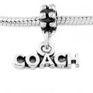 STERLING SILVER DANGLING WORD COACH EUROPEAN BEAD