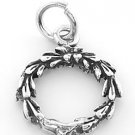 STERLING SILVER CHRISTMAS WREATH CHARM/PENDANT