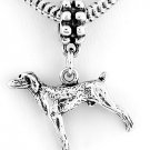 STERLING SILVER DANGLING WEIMARANER / POINTER DOG EUROPEAN BEAD