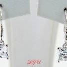 Sterling Silver 5MM CZ Princess Cut Fish Hook Earrings