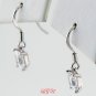Sterling Silver 5MM CZ Princess Cut Fish Hook Earrings