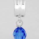 STERLING SILVER DANGLING SEPTEMBER BIRTHSTONE CZ EUROPEAN BEAD
