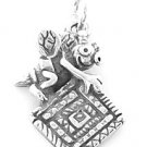 STERLING SILVER QUILTING BEE CHARM/PENDANT