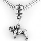 STERLING SILVER DANGLING 3D BULLDOG EUROPEAN BEAD