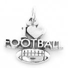 STERLING SILVER I LOVE FOOTBALL CHARM/PENDANT