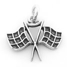 STERLING SILVER RACING FLAG CHARM/PENDANT