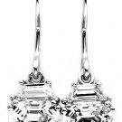 STERLING SILVER DANGLING CZ ASSCHER CUT EARRINGS