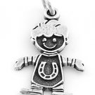 STERLING SILVER "BOY WITH HORSESHOE" CHARM