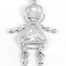 STERLING SILVER "GIRL APRIL" BIRTHSTONE CHARM