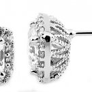Sterling Silver 6MM CZ Asscher and Round Cut Stud Earrings