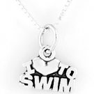 STERLING SILVER I LOVE TO SWIM CHARM WITH 16" NECKLACE