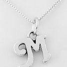 STERLING SILVER LETTER M CHARM WITH 16" NECKLACE
