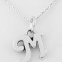STERLING SILVER LETTER M CHARM WITH 16" NECKLACE