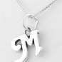 STERLING SILVER LETTER M CHARM WITH 16" NECKLACE