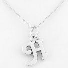 STERLING SILVER LETTER H CHARM WITH NECKLACE