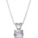 STERLING SILVER CZ ROUND SOLITAIRE PRONG BASKET SET NECKLACE