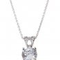 STERLING SILVER CZ ROUND SOLITAIRE PRONG BASKET SET NECKLACE