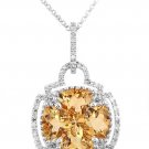 14K GOLD CITRINE AND DIAMOND LUCKY CLOVER NECKLACE