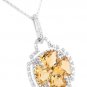 14K GOLD CITRINE AND DIAMOND LUCKY CLOVER NECKLACE