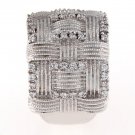 STERLING SILVER WEAVING STYLE CUBIC ZIRCONIA DOME BAND/ RING