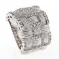 STERLING SILVER WEAVING STYLE CUBIC ZIRCONIA DOME BAND/ RING