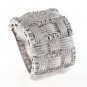 STERLING SILVER WEAVING STYLE CUBIC ZIRCONIA DOME BAND/ RING