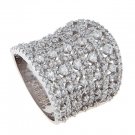 STERLING SILVER DOME / CIGAR SHAPE CZ BASKET STYLE BAND RING