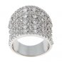 STERLING SILVER DOME / CIGAR SHAPE CZ BASKET STYLE BAND RING
