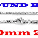 STERLING SILVER 5mm ITALIAN ROUND BOX CHAIN 20" NECKLACE