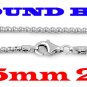 STERLING SILVER 2.5mm ITALIAN ROUND BOX CHAIN 20" NECKLACE