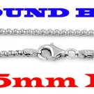 STERLING SILVER 2.5mm ITALIAN ROUND BOX CHAIN 18" NECKLACE