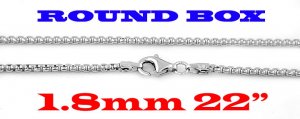 STERLING SILVER 1.8mm ITALIAN ROUND BOX CHAIN 22" NECKLACE