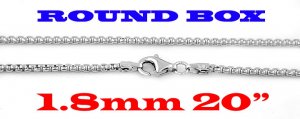 STERLING SILVER 1.8mm ITALIAN ROUND BOX CHAIN 20" NECKLACE