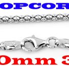 STERLING SILVER 2mm ITALY POPCORN STYLE 30" NECKLACE