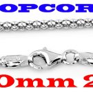 STERLING SILVER 2mm ITALY POPCORN STYLE 24" NECKLACE