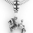 STERLING SILVER DANGLING FRENCH POODLE EUROPEAN BEAD